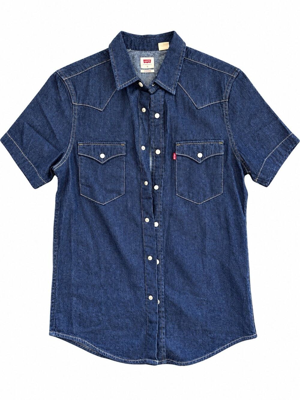 Levi’s Standard Denim Western Pearl Snap Shirt Men’s Small Short Sleeve Blue